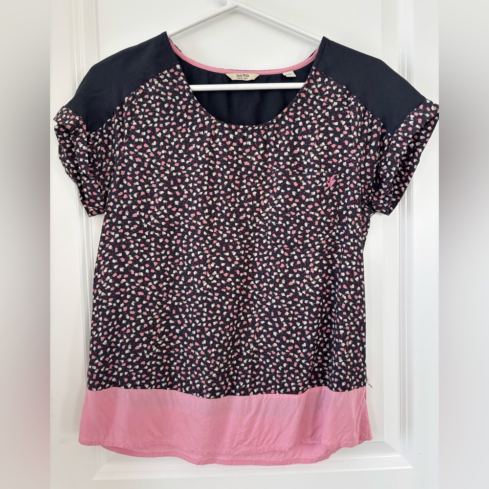 Jack Wills Floral Patterned Top with Pink Accents